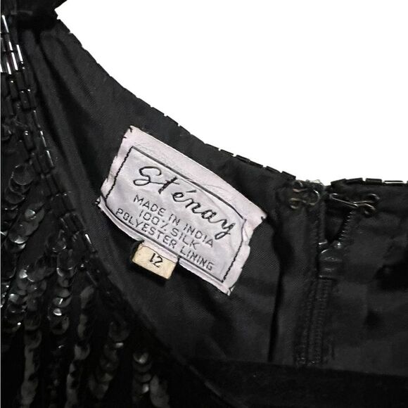 Stenay Sequin Dress 100% Silk Made in India Polyester Lining size 12 - Picture 4 of 8